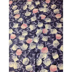 1/2 Yard Floral Cotton Fabric with Pink & White Flowers on Purple Background